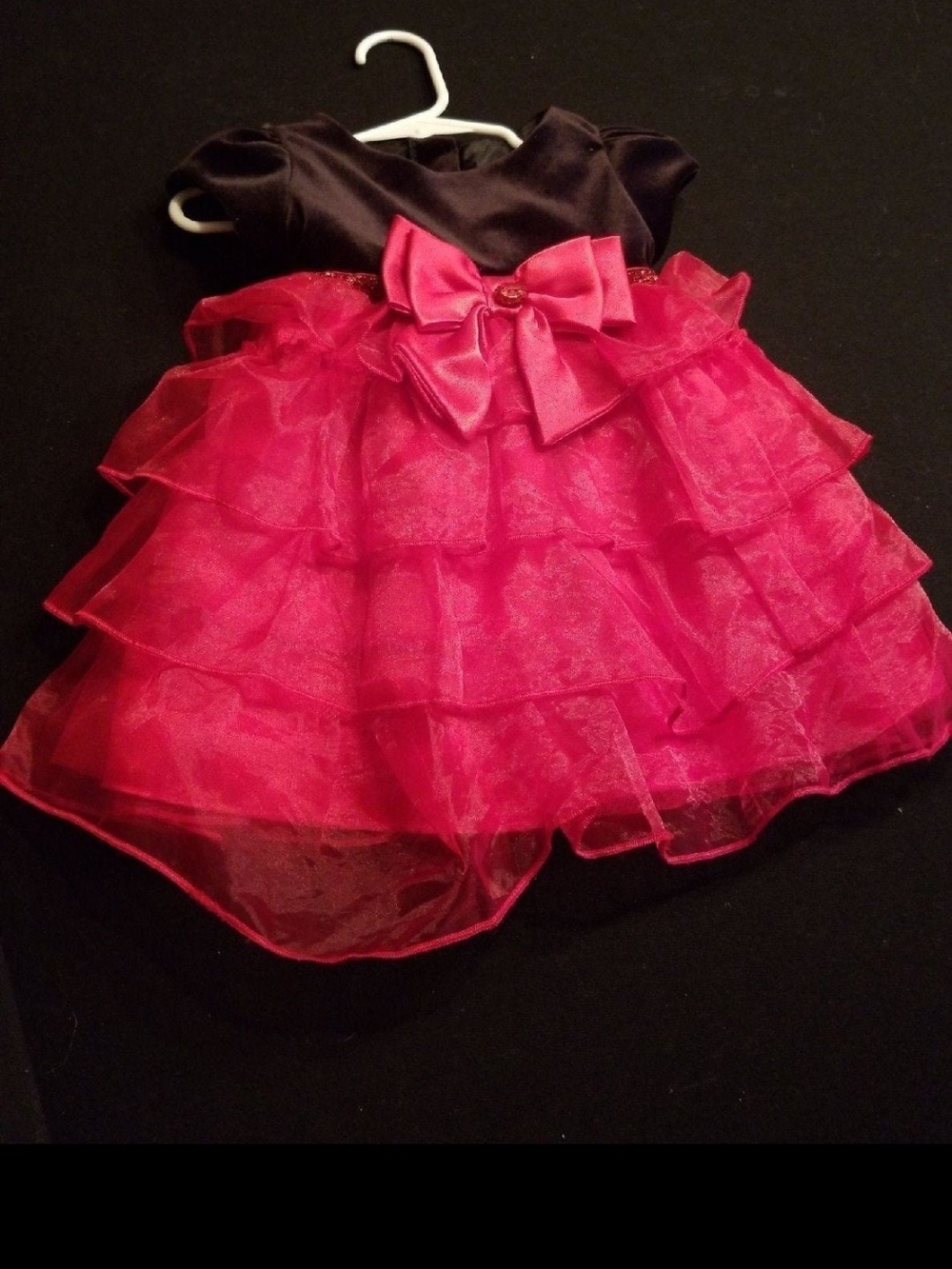 Youngland Black and Hot Pink Layered Bow Party Dress - Picture 5 of 6